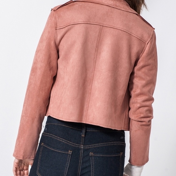 Mauve Moto Jacket Pink Vegan Suede - Picture 4 of 8